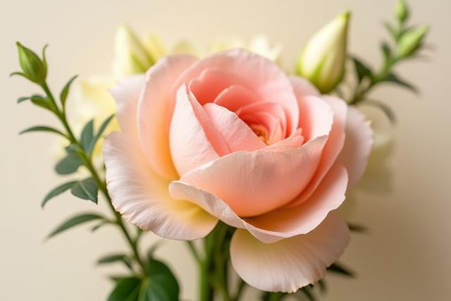 Exquisites, handgebundenes Blumenarrangement mit saisonalen Blumen in sanften Farben